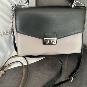 Michael Kors Sloan medium Pearl grey/black leather satchel